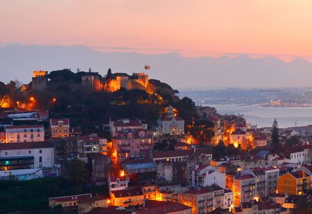 Castle of Sao Jorge in Lisbon at sunset. Portugalの写真素材