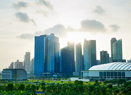 Downtown Core of Singapore. View from Garden by the Bay.のeditorial素材