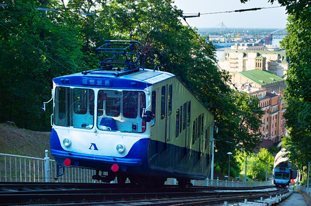 Famous old-fashioned Kiev funicular. Ukraineのeditorial素材