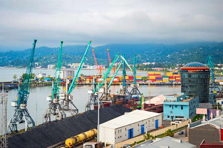Aerial view of Batumi industrial sea port. Georgiaの写真素材