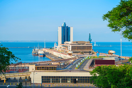 Modern Odessa sea terminal at sunset. Ukraineのeditorial素材