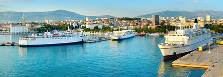 Port of Split at sunset. Panoramic view. Croatiaのeditorial素材