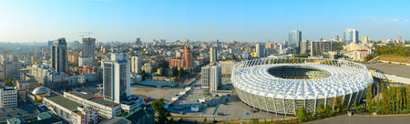 Panorama of Kiev with stadium on foreground. Ukraineのeditorial素材