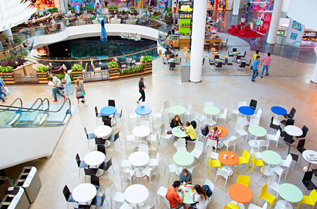 KYIV, UKRAINE - SEPT 22, 2015: People at Ocean Plaza shopping mall in Kyiv. Ocean Plaza is the second largest shopping mall and entertainment complex of Kyiv.のeditorial素材