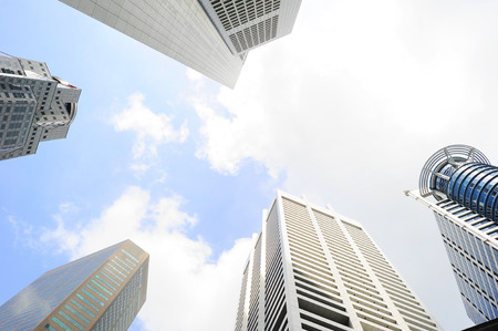 Skyscrapers highrise to the sky in Singapore downtownのeditorial素材