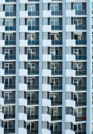 Wall with windows of modern appartment building. Batumi, Georgia.の写真素材