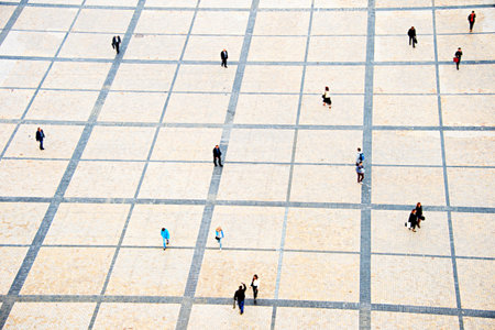 People walking on the Sofiyivsky square in Kiev, Ukraine. motion blur