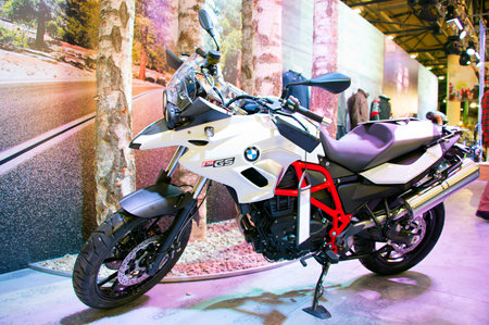 KIEV, UKRAINE - MARCH 13, 2016:  BMW GS 700 motorcycle on display at MotoBike 2016 Motor Show in...