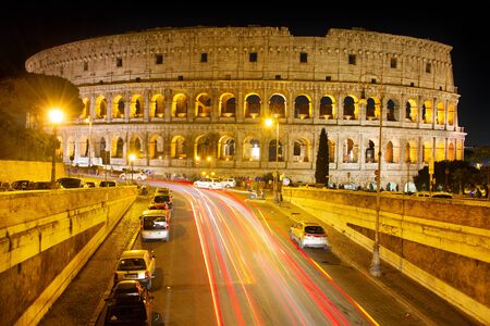 Famous Rome Colosseum at night. Italyの写真素材