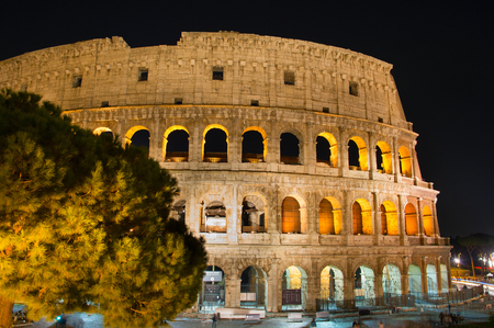 Famous Colosseum in Rome at night. Italy. Long exposureの写真素材