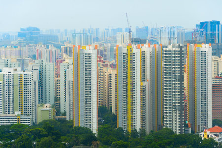 Apartment building in Singapore.Skyline. Aerial view