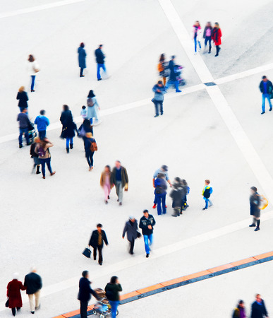 Crowd of people at a public square. Long exposure.  Aerial viewのeditorial素材