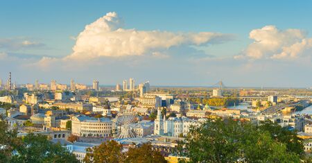 Panorama of Kiev. Podil district, aerial viewの写真素材
