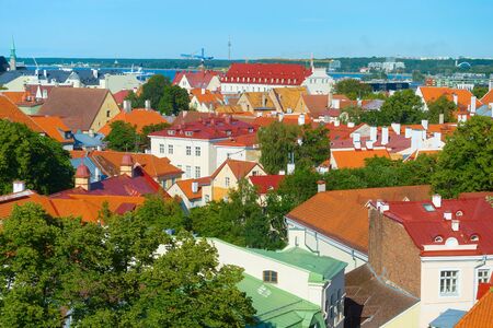 Old Town architecture of Tallinn with TV tower in the background. Estoniaの写真素材