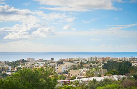 Skyline of Paphos with beautiful blue sky, Cyprusの写真素材