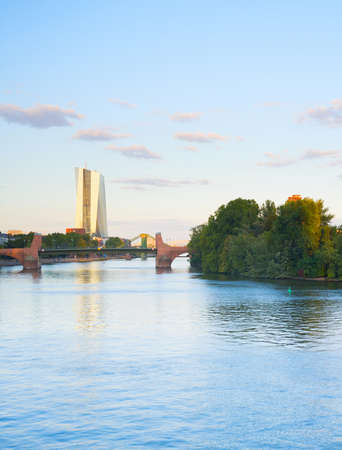 Main river and Central European Bank building. Frankfurt, Germanyの写真素材