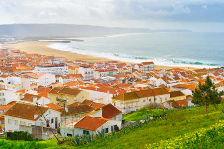 Skyline of Nazare - famous tourist destination. Portugalの写真素材