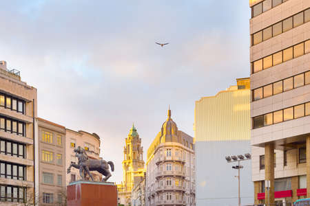 View of Porto downtown with city hall in the background. Portugalの写真素材