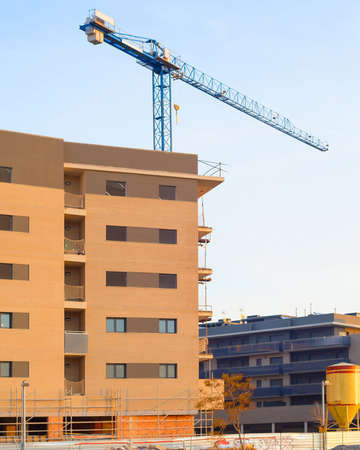 Construction site of modern apartment  buildings in Barcelona, Spainの写真素材