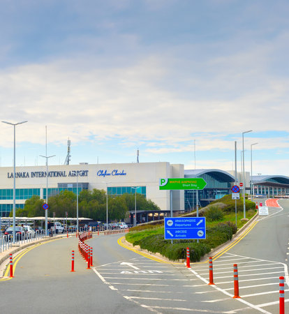 LARNAKA, CYPRUS - FEB 21, 2019: Larnaca International Airport is an international airport and Cyprus  main international gatewayのeditorial素材