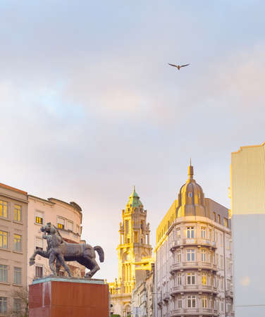 View of Porto downtown with city hall in the background. Portugalのeditorial素材