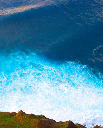 Aerial view of the Atlantic ocean, Madeira island, Portugal. backgroundの写真素材