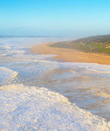 North beach of Nazare - famous for its giant waves. Portugalの写真素材