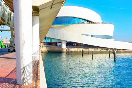 PORTO, PORTUGAL - OCTOBER 12, 2022: Port Leixoes cruise terminal building of modern architecture in bright sunshineのeditorial素材