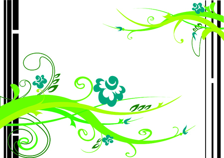 green pattern with blue rosesのイラスト素材