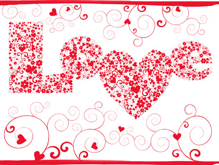 vector elegance valentine card with 'love' patternのイラスト素材
