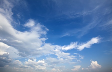 Cloudy blue sky. Beauty blue heaven backgroundの写真素材