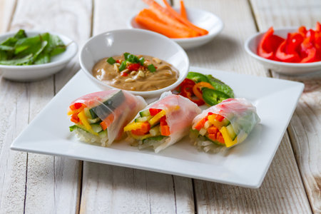 spring rolls with vegetables on a plate