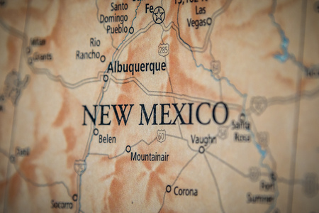Closeup Selective Focus Of New Mexico State On A Geographical And Political State Map Of The USA.のeditorial素材