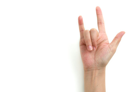 Female hand gesture on white background