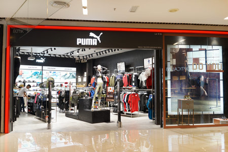 PENANG, MALAYSIA - NOVEMBER 24, 2017 : Puma fashion store in shopping mall. PUMA, is a German...