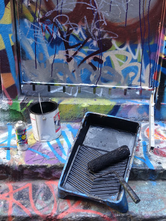 MELBOURNE, AUSTRALIA - March 31, 2016: Street art by unidentified artist. Melbourne's graffiti management plan recognises the importance of street art in a vibrant urban culture.のeditorial素材