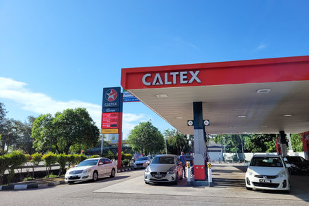 PENANG, MALAYSIA - 9 JAN 2022: Caltex gas station in Penang. Caltex is a petroleum brand name of...