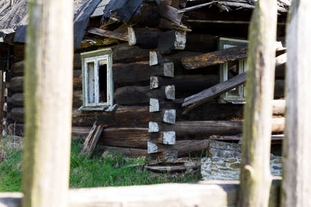 Old abandoned wooden house in the villageの写真素材