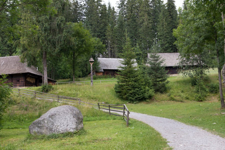 an ancient village in the mountains in the Slovak Republicのeditorial素材