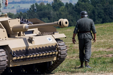 old military tank in combat