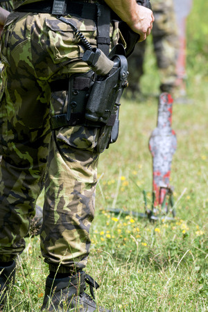 Police shooting practice at a shooting rangeの写真素材