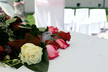 Prepared decoration for the weddingの写真素材