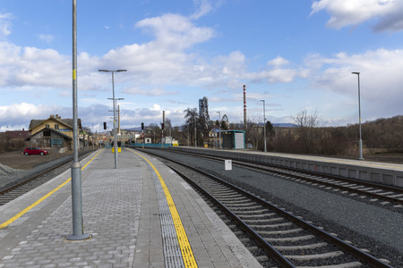 railway station leading to the railway stationの写真素材