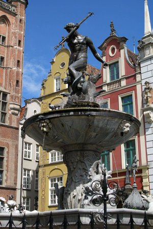 Fountain of Neptun in Gdanskの写真素材