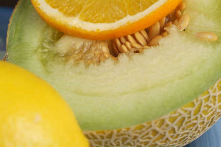Fresh melon with orange sliceの写真素材