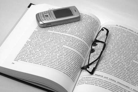 History Book, Glasses and mobile phone1の写真素材