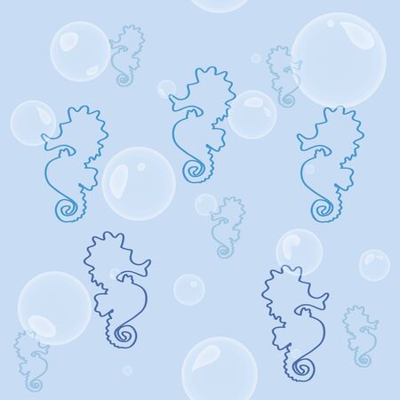 Seahorse Wallpaper Seamless Background With Bubblesのイラスト素材