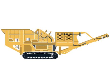 A vector graphic of a portable impact rock crusher on tracksのイラスト素材