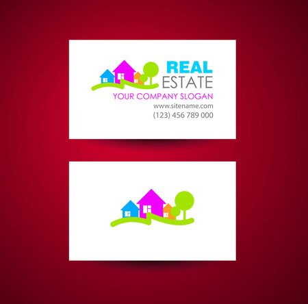 Eco home and real estate logo template. Business card design idea.のイラスト素材