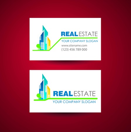 Eco home and real estate logo template. Business card design idea.のイラスト素材